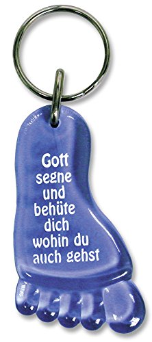 Uljö °° Schlüsselanhänger Fuß Gott segne und behüte dich wohin du auch gehst (blau)