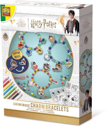 SES Creative | Harry Potter Zauberarmbänder | DIY Schmuck für Kinder | Schrumpffolie + Farbige Perlen | Komplette kreative Freizeitgestaltung | Handarbeit und Kunst | Geschenkidee Ab 6 Jahren